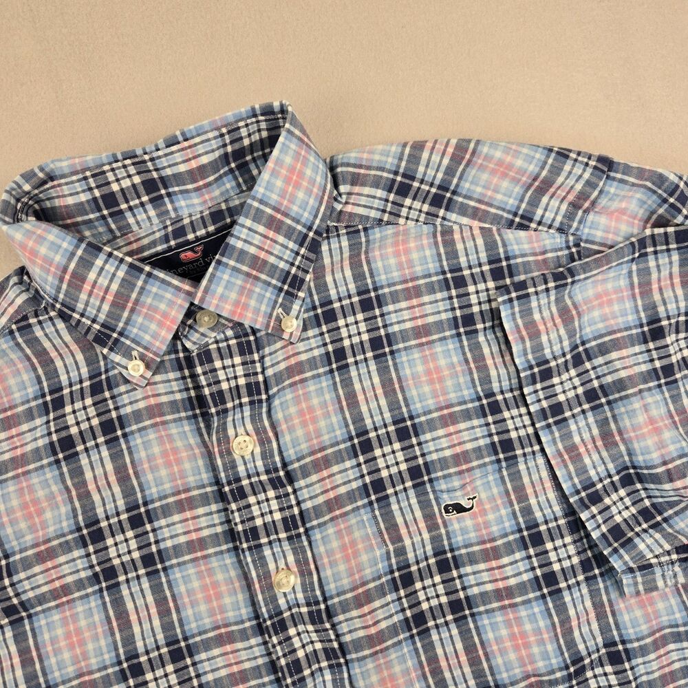 Vineyard Vines Tucker Shirt Mens Medium Plaid Short Sleeve Button Down Cotton